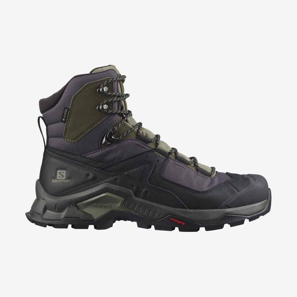 Men\'s Salomon QUEST ELEMENT GORE-TEX Hiking Boots Black/Deep Green/Olive | HQAS-01523