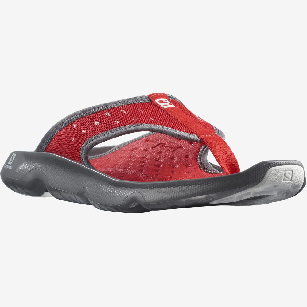 Men's Salomon REELAX BREAK 5.0 Flip Flops Grey/Red/White | DXYC-47068