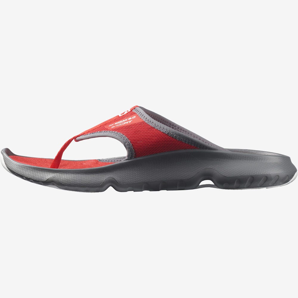 Men's Salomon REELAX BREAK 5.0 Flip Flops Grey/Red/White | DXYC-47068