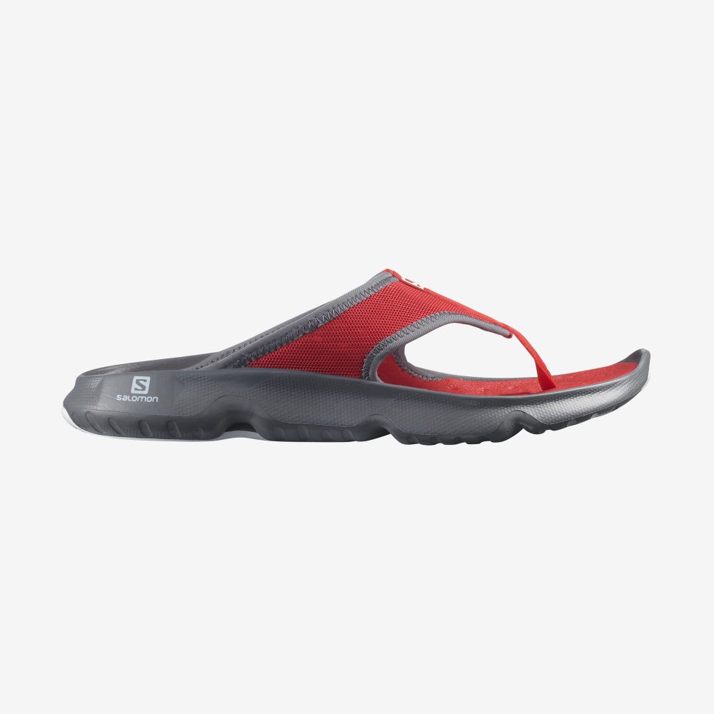 Men\'s Salomon REELAX BREAK 5.0 Flip Flops Grey/Red/White | DXYC-47068