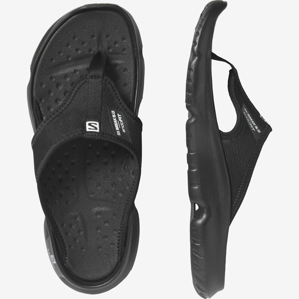 Men's Salomon REELAX BREAK 5.0 Flip Flops Black | FBMI-26931