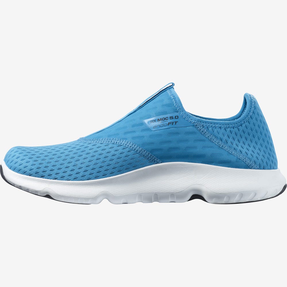 Men's Salomon REELAX MOC 5.0 Slippers Blue/Black/White | EKYS-93476