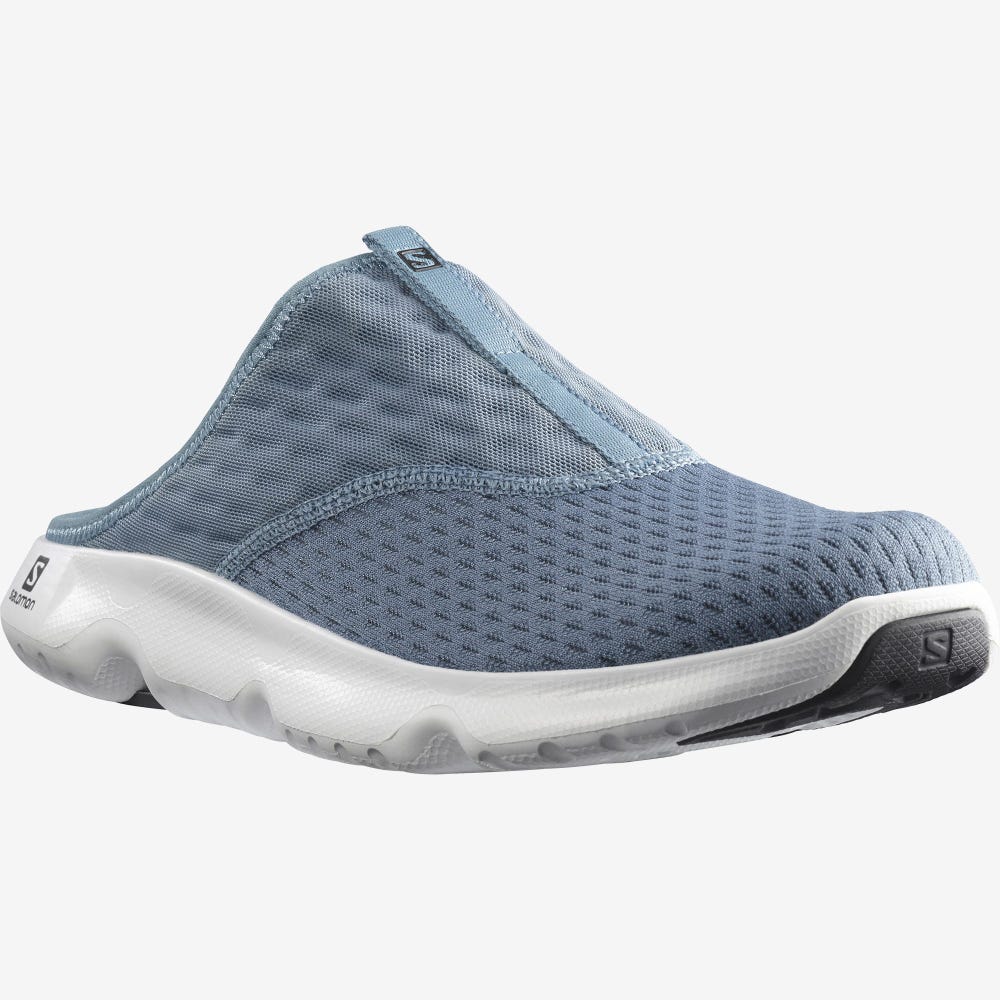 Men's Salomon REELAX SLIDE 5.0 Slippers Blue/White | MIUV-01354