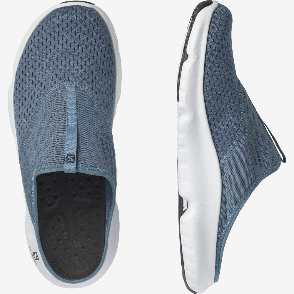 Men's Salomon REELAX SLIDE 5.0 Slippers Blue/White | MIUV-01354