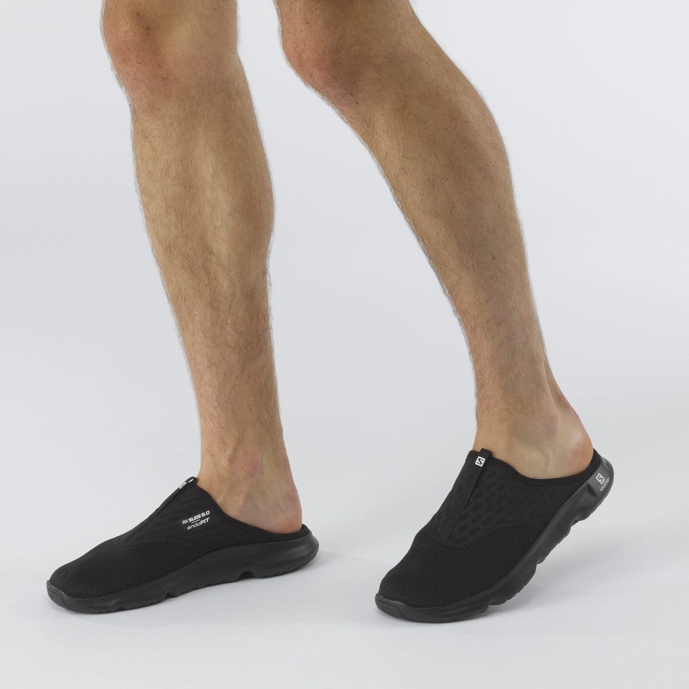 Men's Salomon REELAX SLIDE 5.0 Slippers Black | MYAE-58462