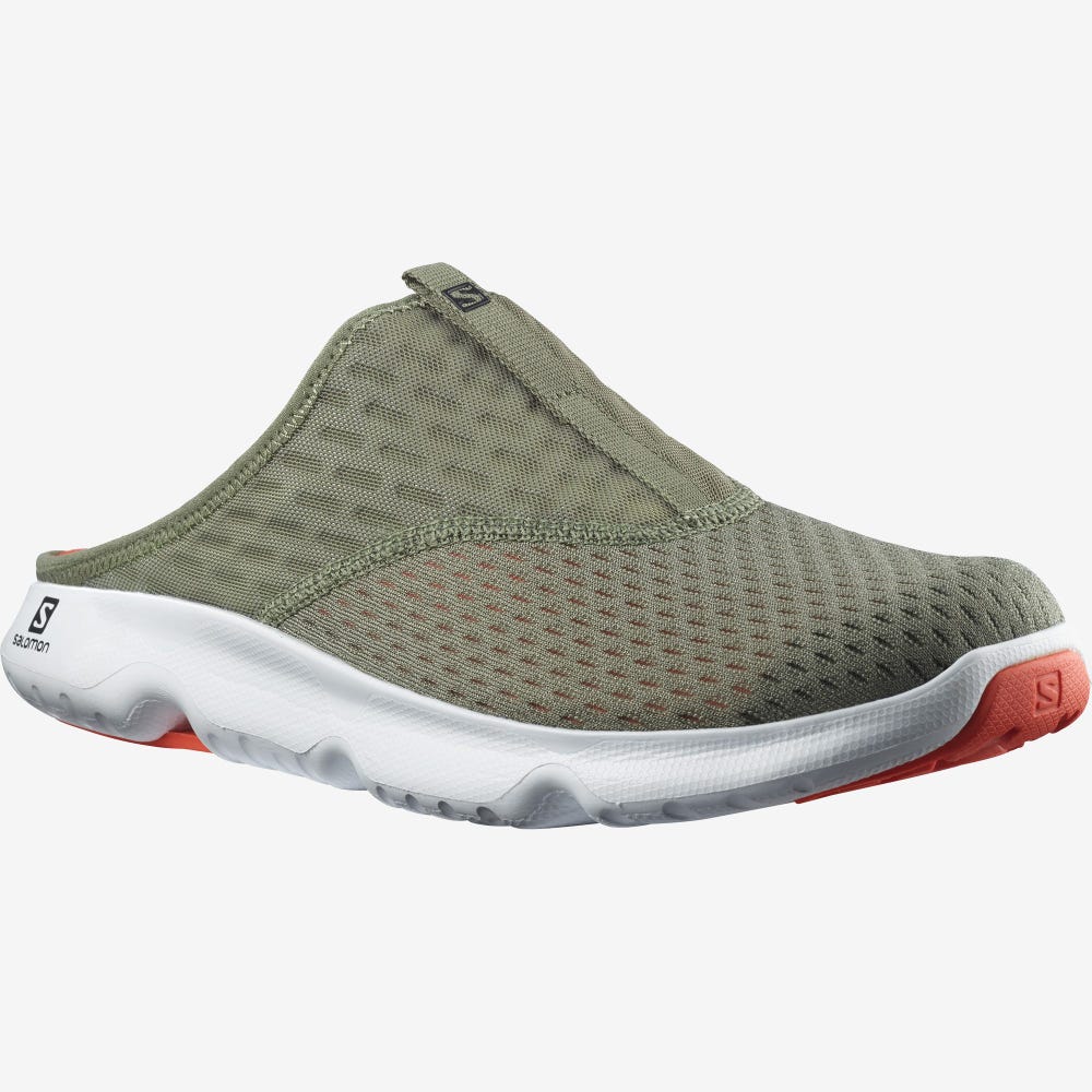 Men's Salomon REELAX SLIDE 5.0 Slippers Deep Green/White/Pink | VKPU-27463