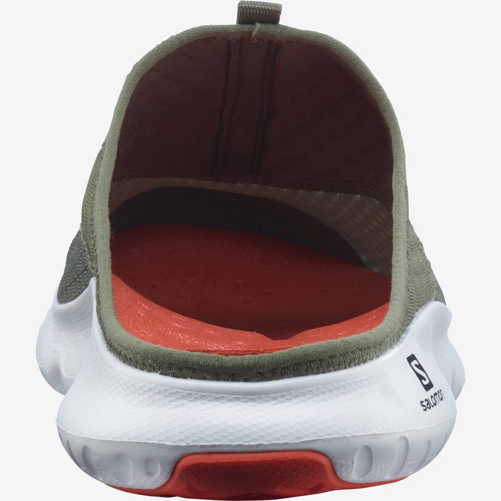 Men's Salomon REELAX SLIDE 5.0 Slippers Deep Green/White/Pink | VKPU-27463