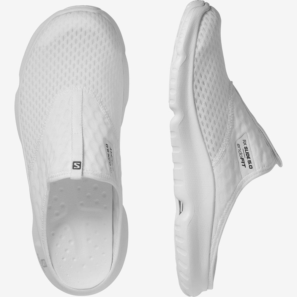Men's Salomon REELAX SLIDE 5.0 Slippers White | XQCD-41069