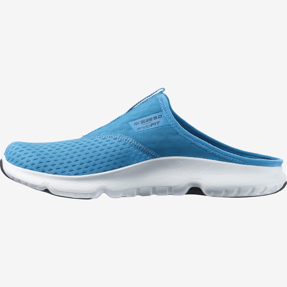 Men's Salomon REELAX SLIDE 5.0 Trail Running Shoes Blue/Black/White | OKFP-51280