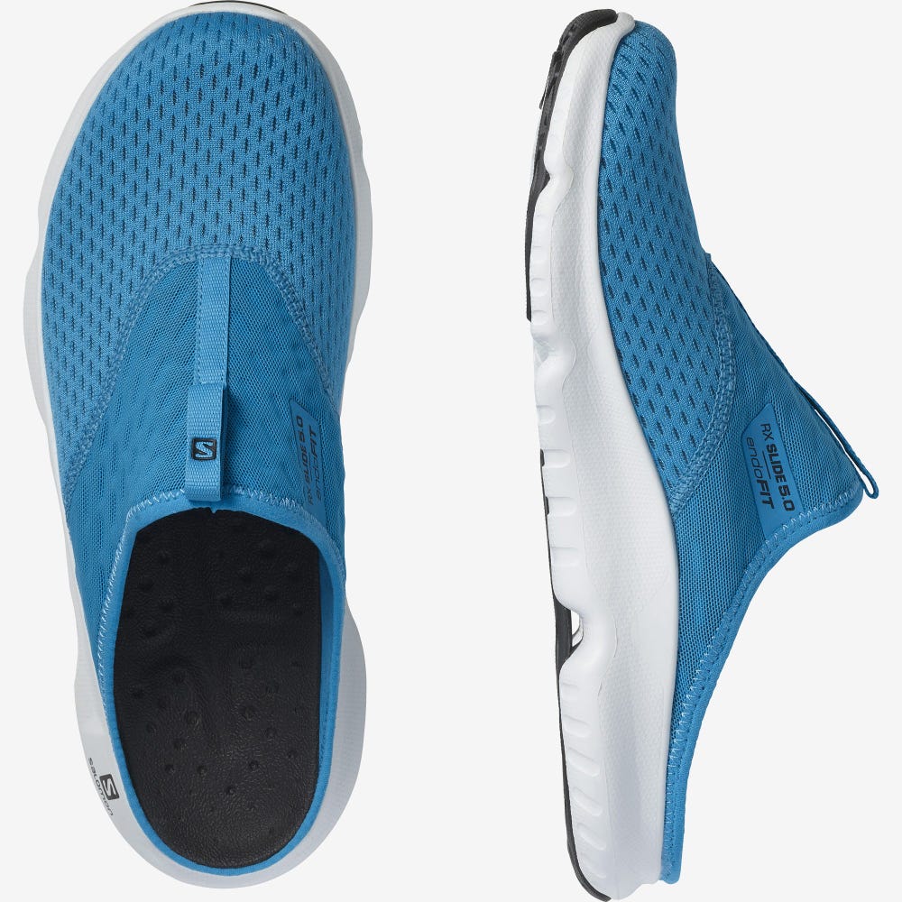 Men's Salomon REELAX SLIDE 5.0 Trail Running Shoes Blue/Black/White | OKFP-51280