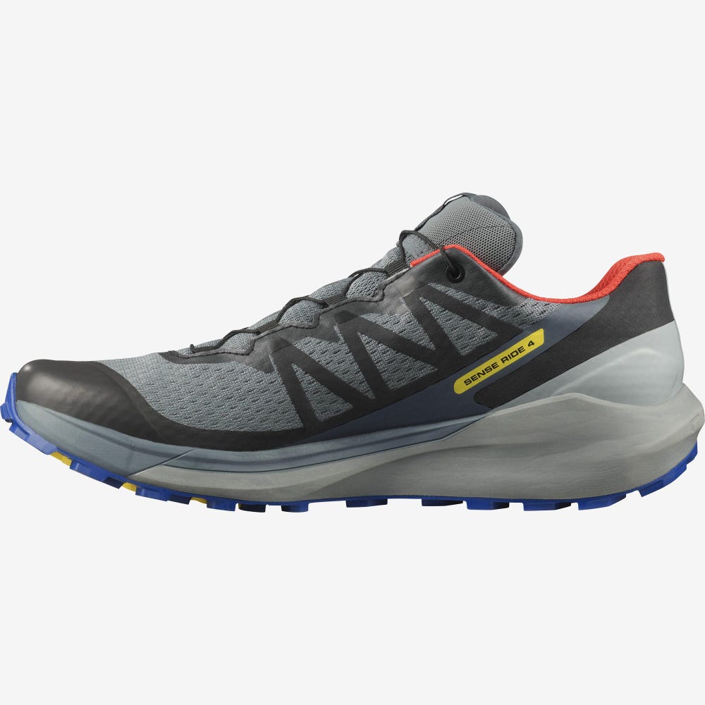 Men's Salomon SENSE RIDE 4 GORE-TEX INVISIBLE FIT Trail Running Shoes Grey | IJHZ-35410