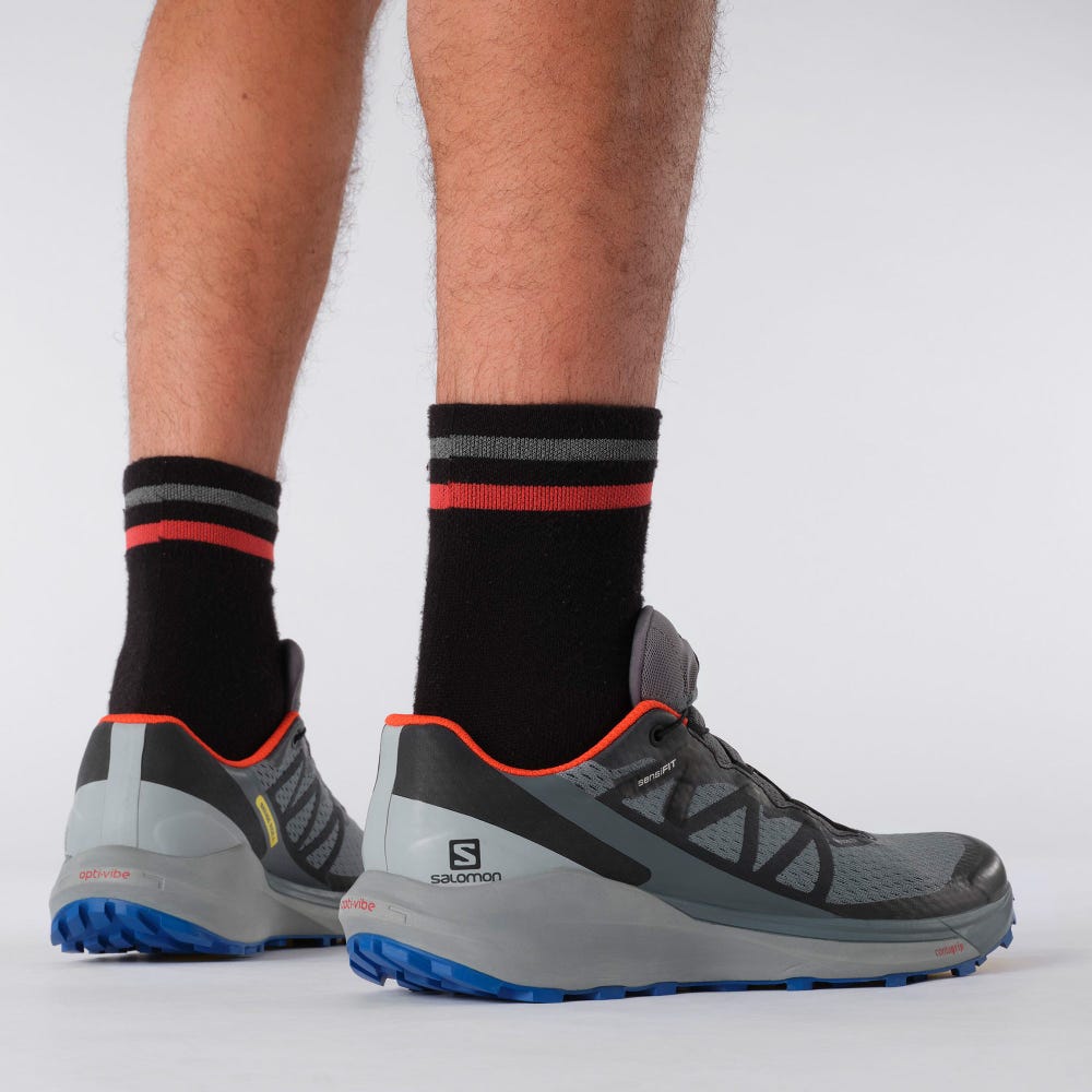 Men's Salomon SENSE RIDE 4 GORE-TEX INVISIBLE FIT Trail Running Shoes Grey | IJHZ-35410