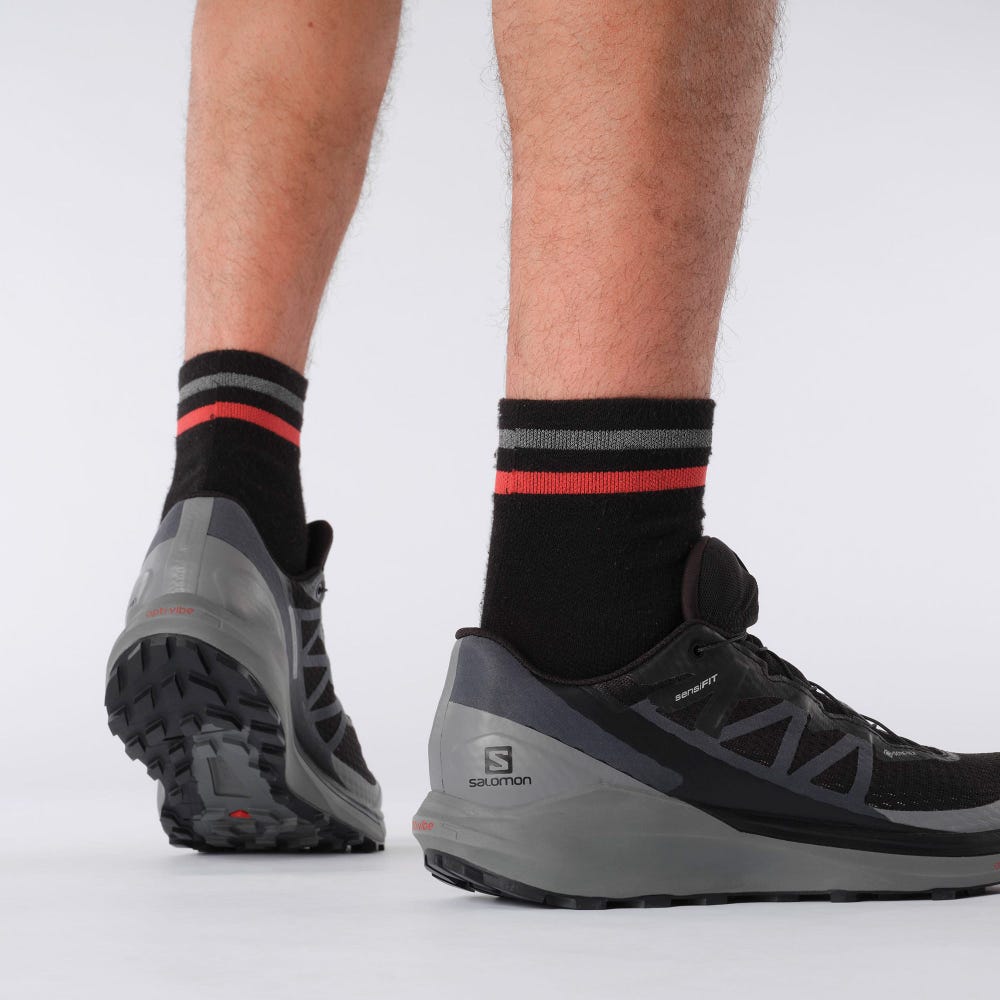 Men's Salomon SENSE RIDE 4 GORE-TEX INVISIBLE FIT Trail Running Shoes Black | VCRO-12560