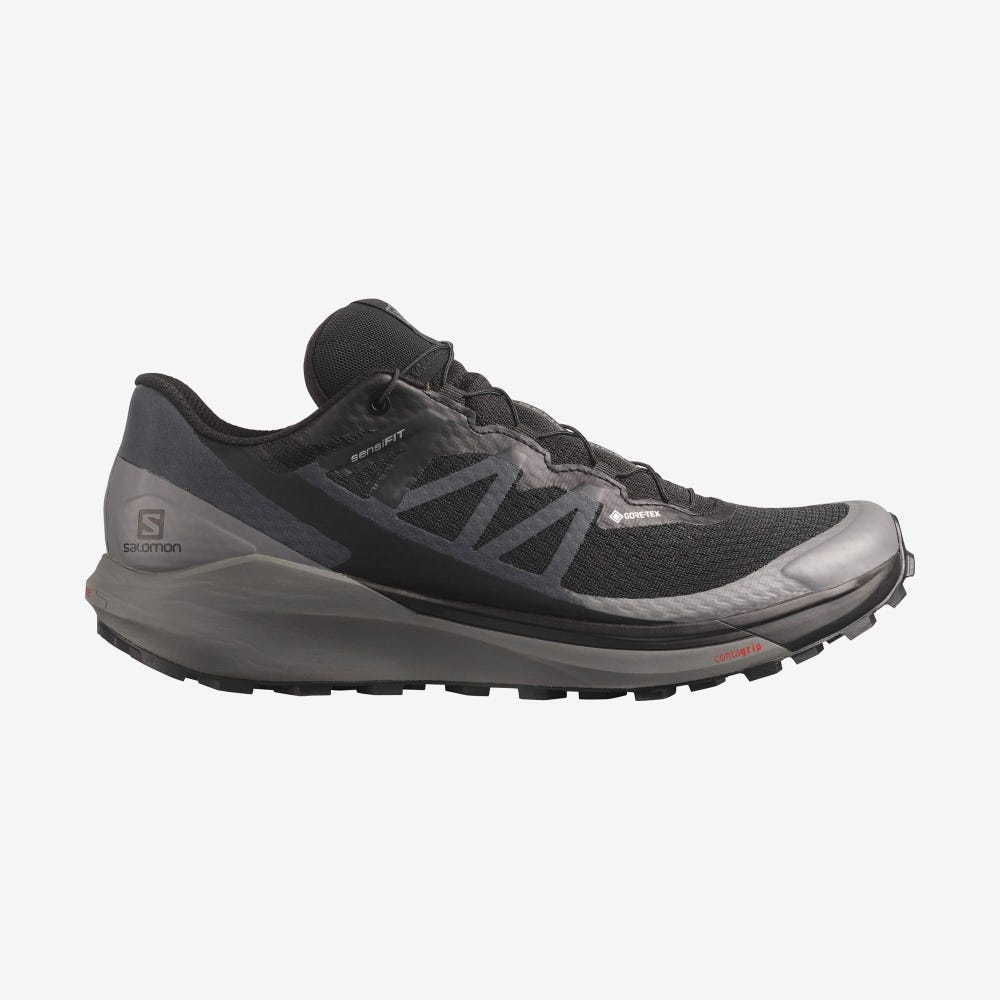 Men\'s Salomon SENSE RIDE 4 GORE-TEX INVISIBLE FIT Trail Running Shoes Black | VCRO-12560