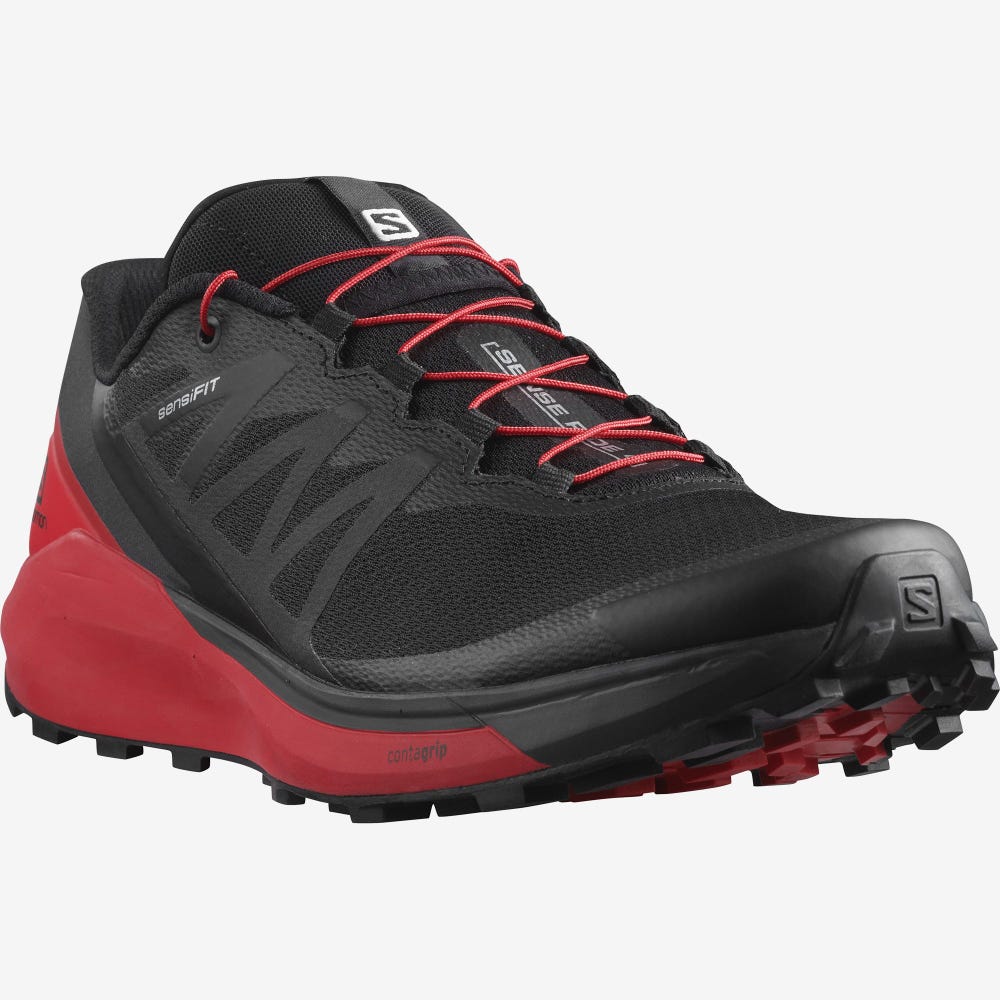 Men's Salomon SENSE RIDE 4 Trail Running Shoes Black | NLSK-85674