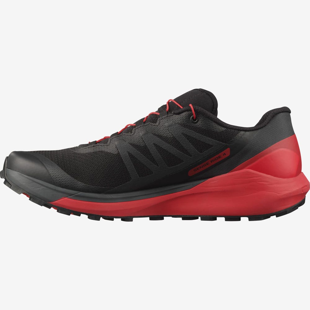 Men's Salomon SENSE RIDE 4 Trail Running Shoes Black | NLSK-85674