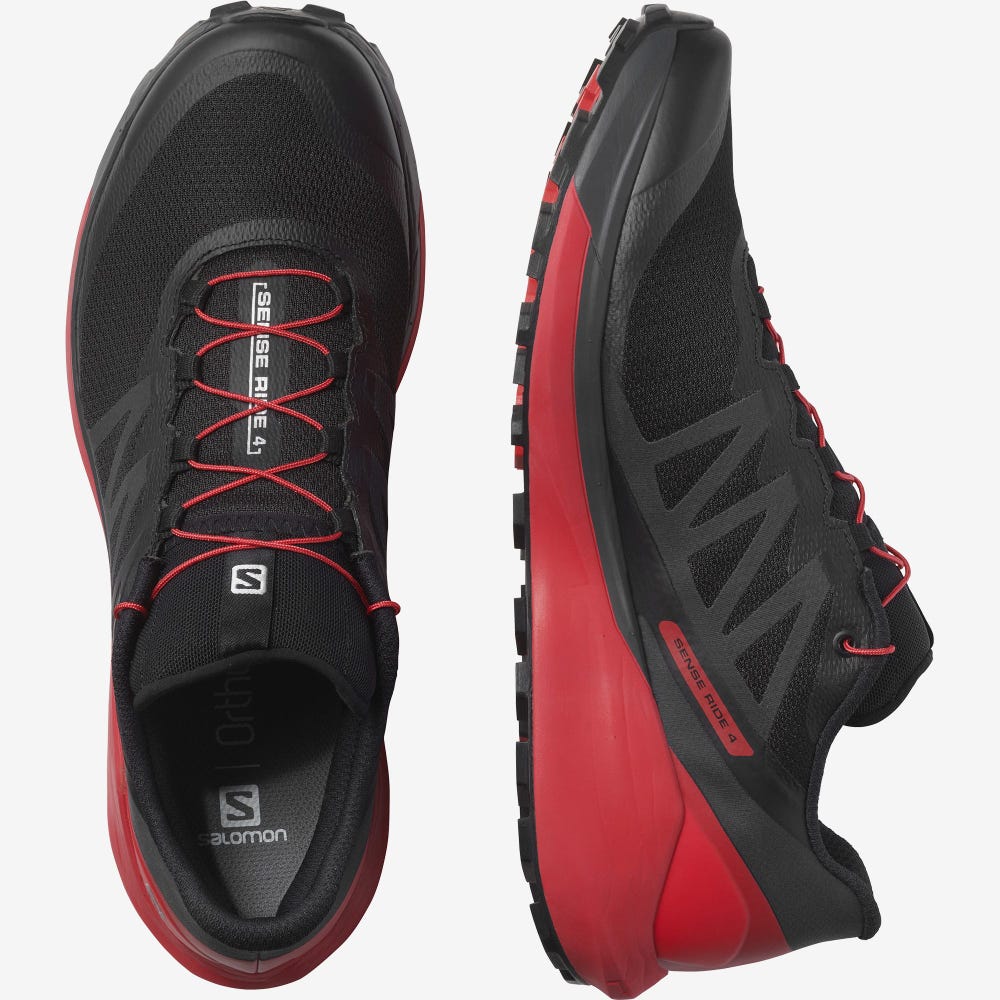 Men's Salomon SENSE RIDE 4 Trail Running Shoes Black | NLSK-85674
