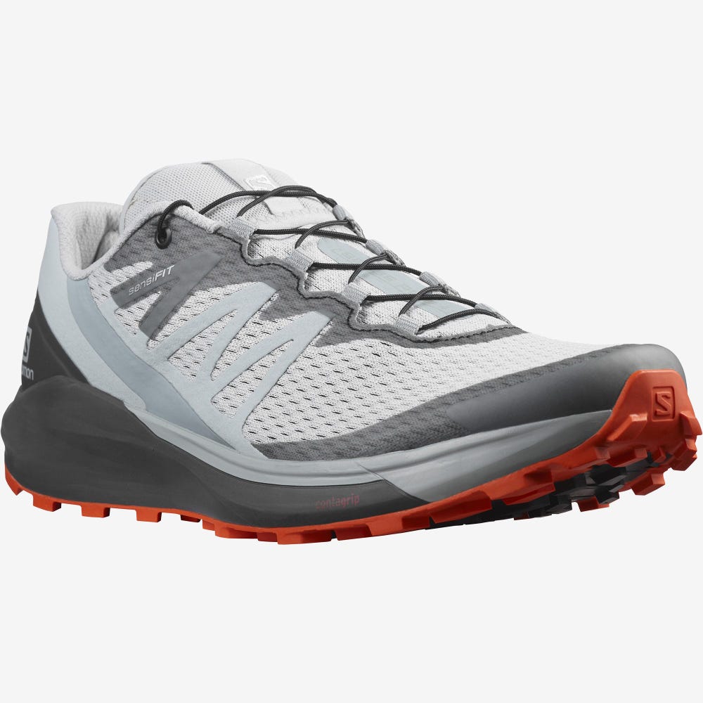 Men's Salomon SENSE RIDE 4 Trail Running Shoes Blue/Red Orange | NXQZ-79628