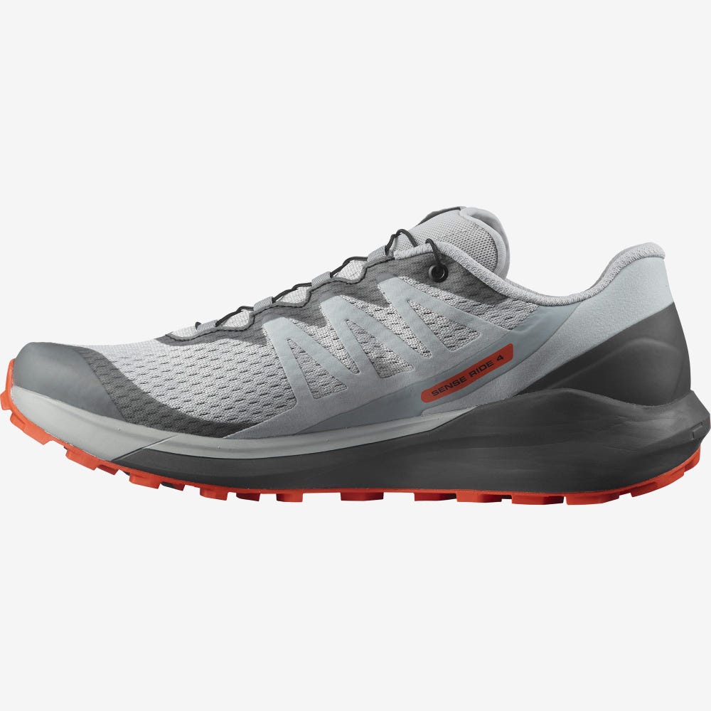 Men's Salomon SENSE RIDE 4 Trail Running Shoes Blue/Red Orange | NXQZ-79628