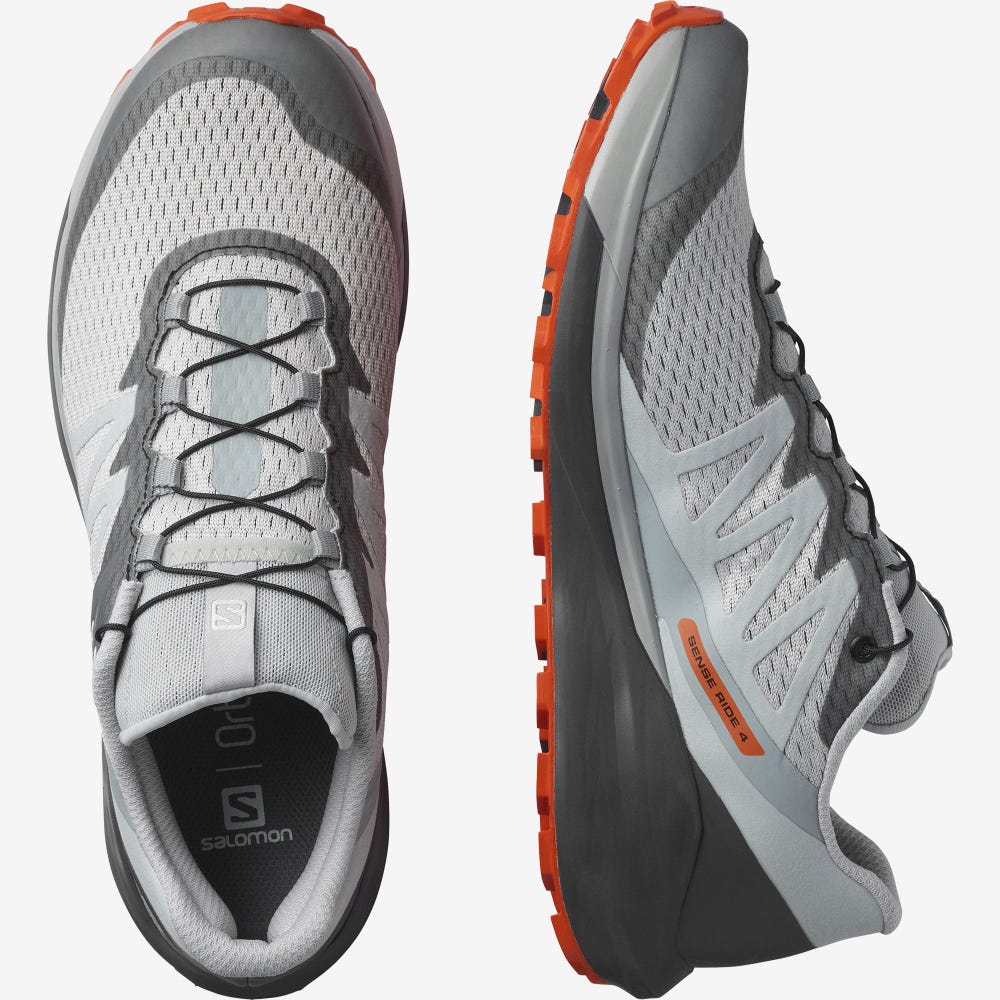 Men's Salomon SENSE RIDE 4 Trail Running Shoes Blue/Red Orange | NXQZ-79628