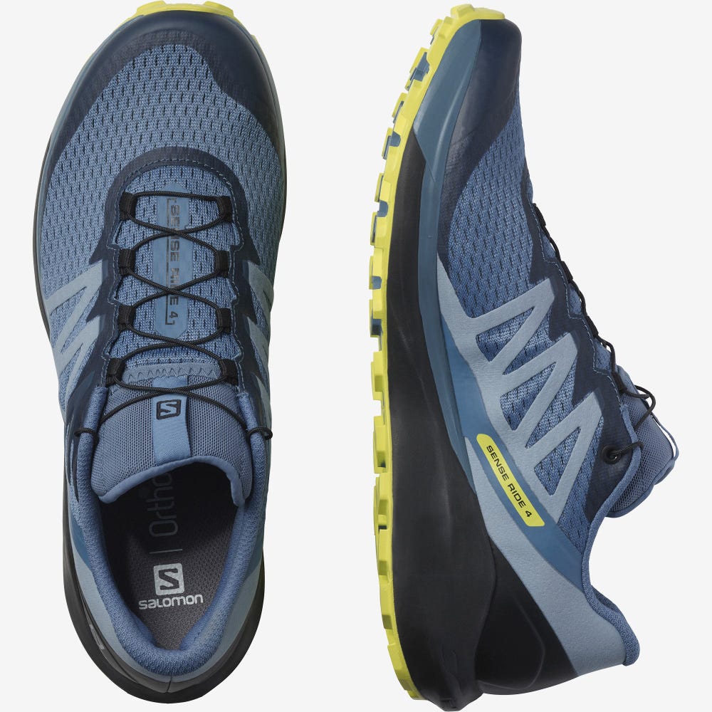 Men's Salomon SENSE RIDE 4 Trail Running Shoes Blue/Black | NZEY-96173