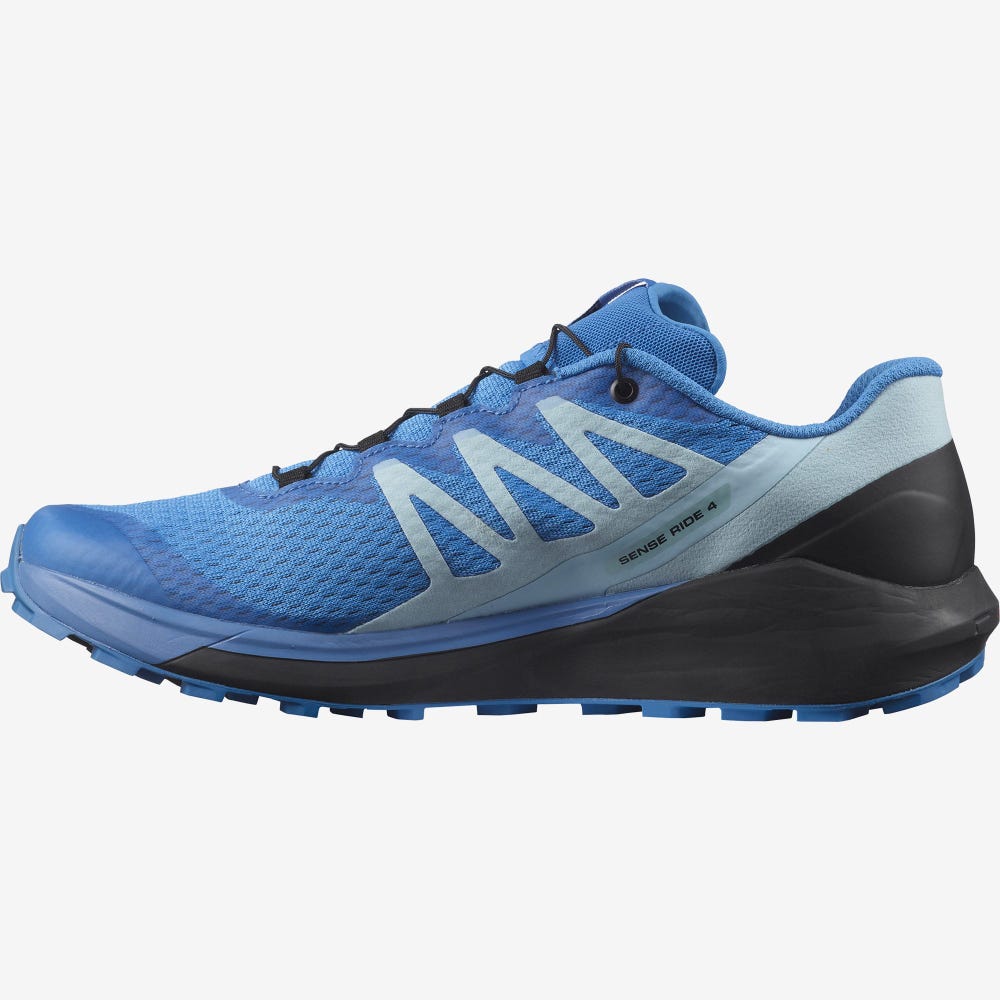 Men's Salomon SENSE RIDE 4 Trail Running Shoes Blue/Black/Blue | XLGV-46275
