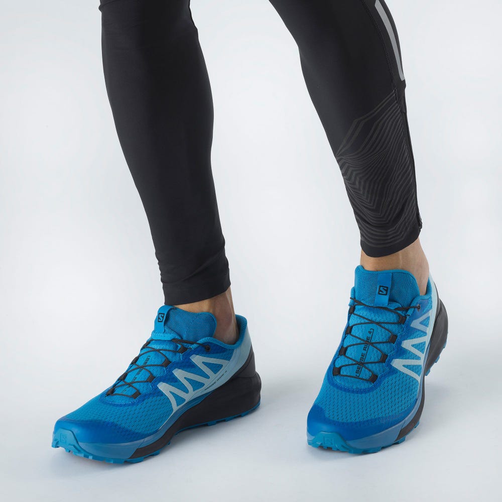 Men's Salomon SENSE RIDE 4 Trail Running Shoes Blue/Black/Blue | XLGV-46275