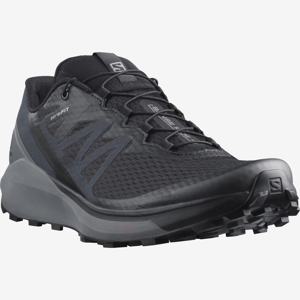 Men's Salomon SENSE RIDE 4 Trail Running Shoes Black | XZQY-08793