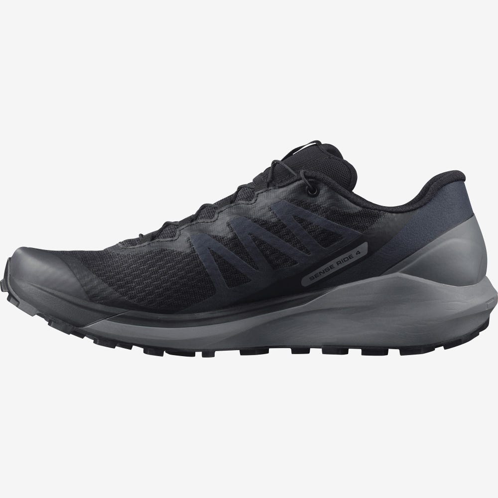 Men's Salomon SENSE RIDE 4 Trail Running Shoes Black | XZQY-08793