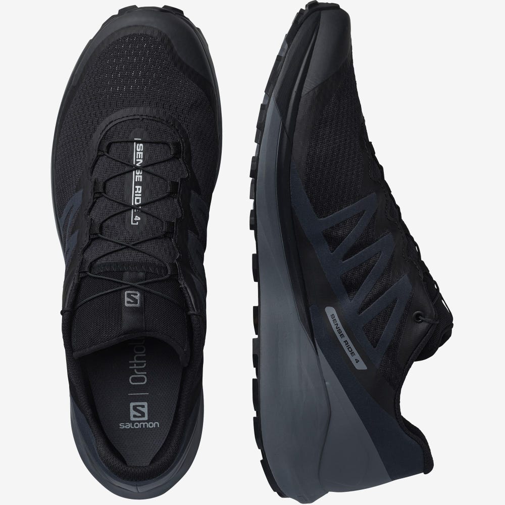 Men's Salomon SENSE RIDE 4 Trail Running Shoes Black | XZQY-08793