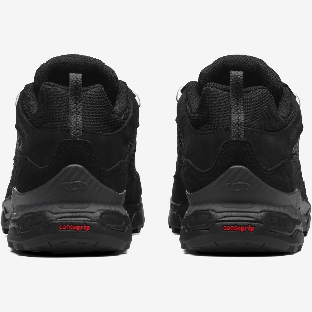 Men's Salomon SHELTER LOW LEATHER Sneakers Black | TIJF-21869