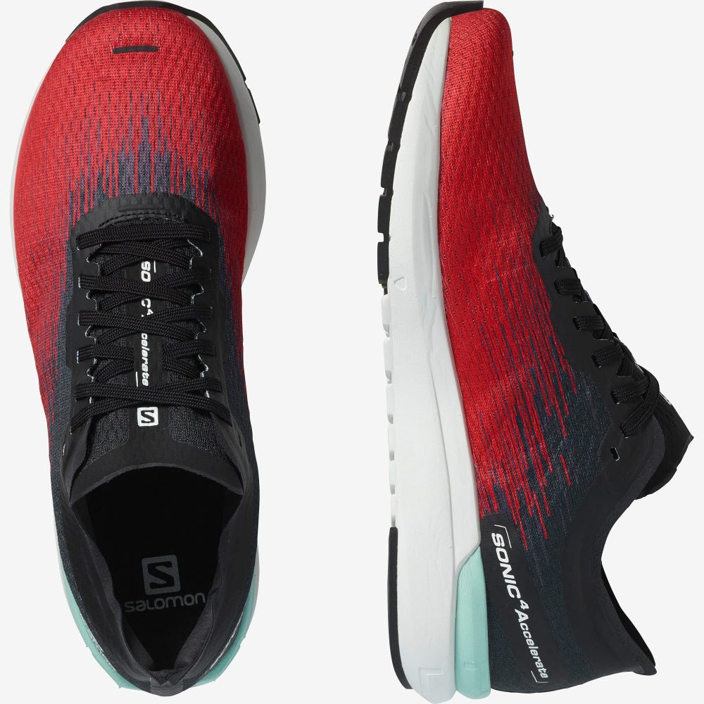 Men's Salomon SONIC 4 Accelerate Running Shoes Ren/White/Black | DNOZ-84509