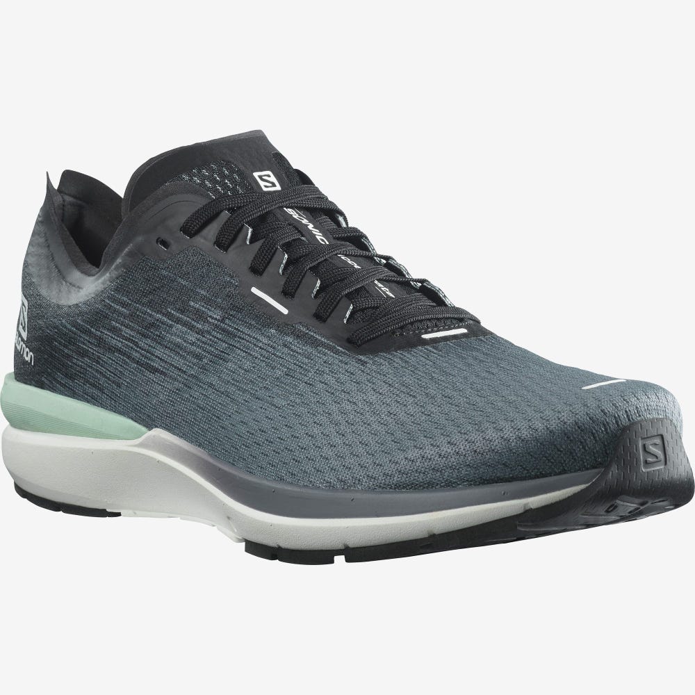 Men's Salomon SONIC 4 Accelerate Running Shoes Grey/White/Black | PYOF-73184