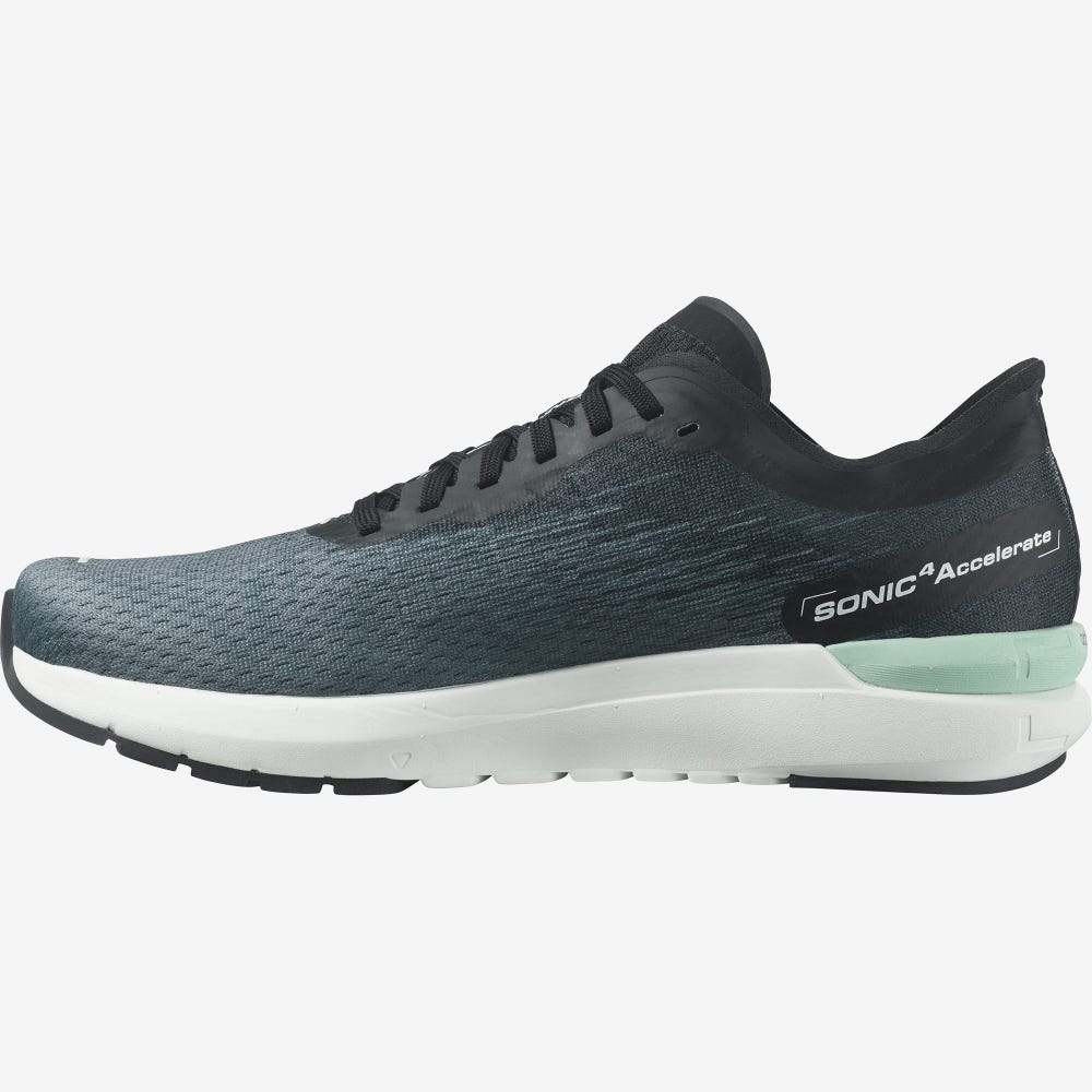 Men's Salomon SONIC 4 Accelerate Running Shoes Grey/White/Black | PYOF-73184