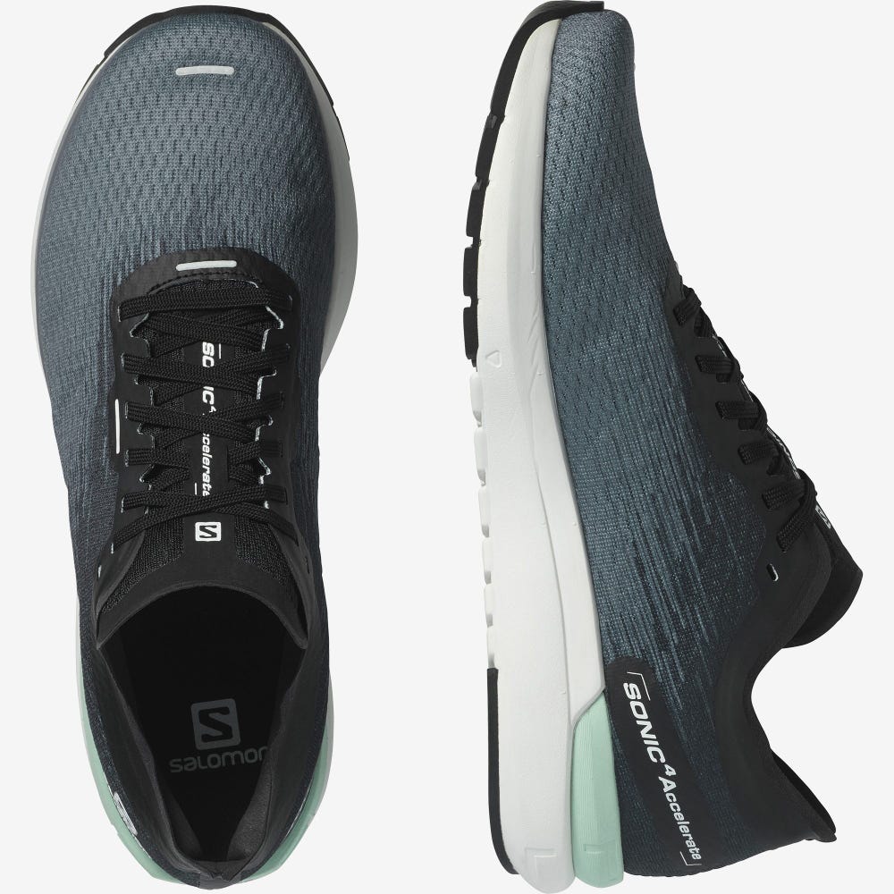 Men's Salomon SONIC 4 Accelerate Running Shoes Grey/White/Black | PYOF-73184