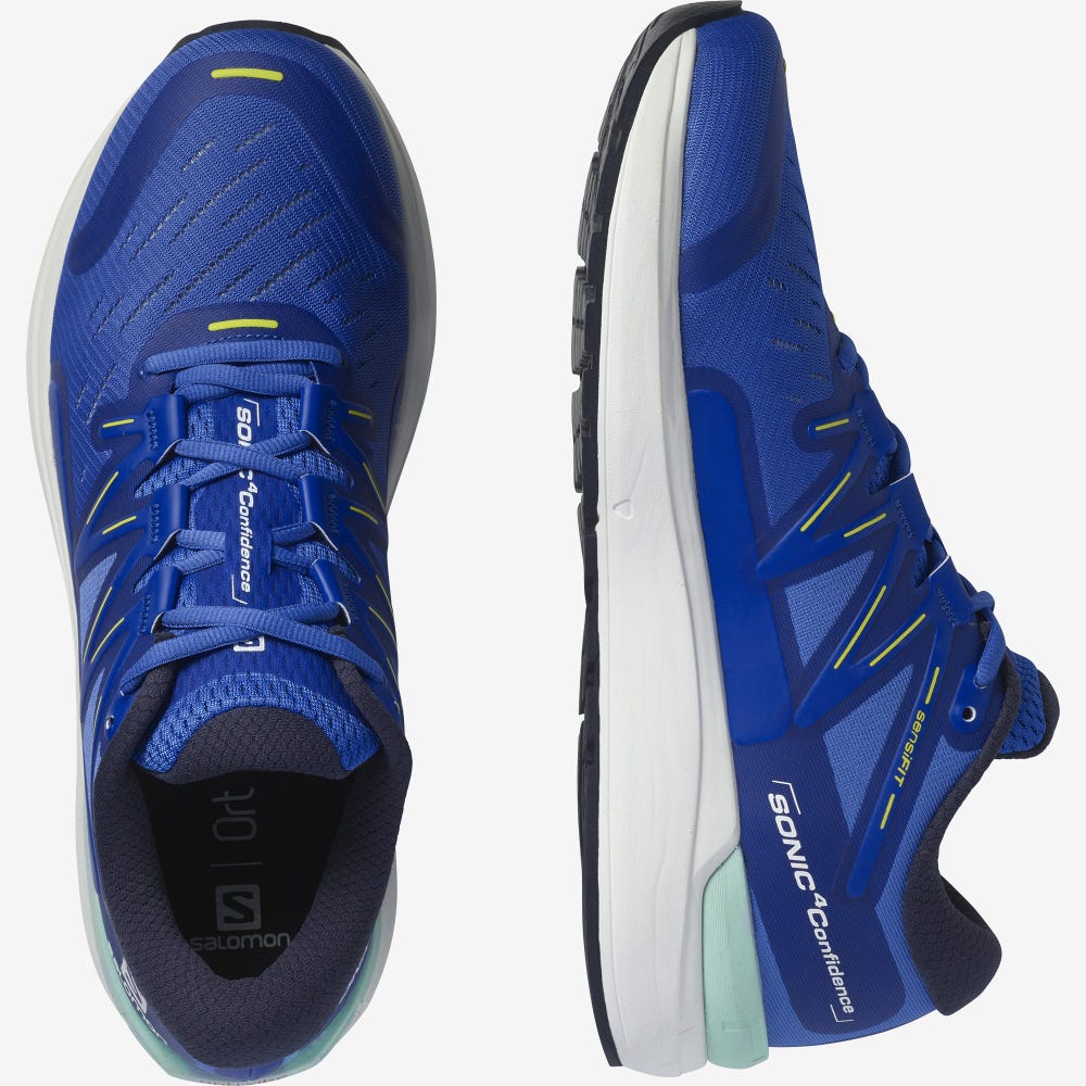 Men's Salomon SONIC 4 Confidence Running Shoes Blue/White | AHCF-57289