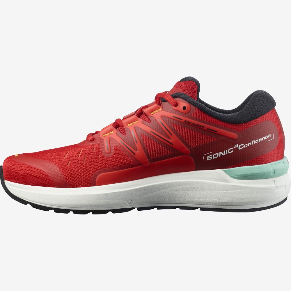 Men's Salomon SONIC 4 Confidence Running Shoes Ren/White/Black | QTJU-69138