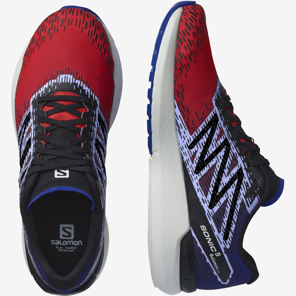 Men's Salomon SONIC 5 BALANCE Running Shoes Red/Blue/Black | FSCZ-92104