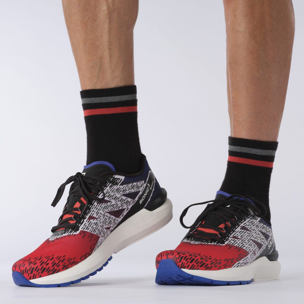 Men's Salomon SONIC 5 BALANCE Running Shoes Red/Blue/Black | FSCZ-92104