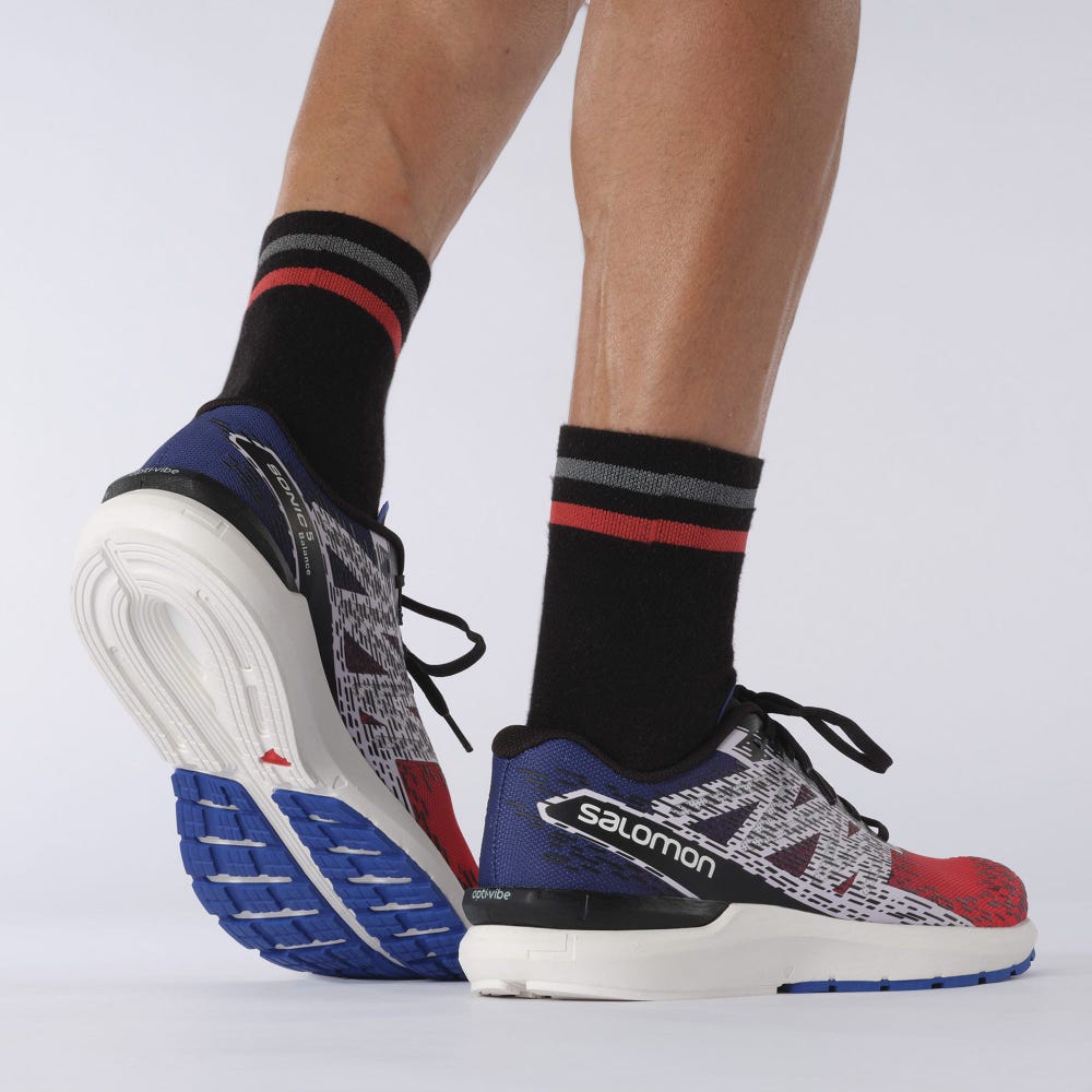 Men's Salomon SONIC 5 BALANCE Running Shoes Red/Blue/Black | FSCZ-92104