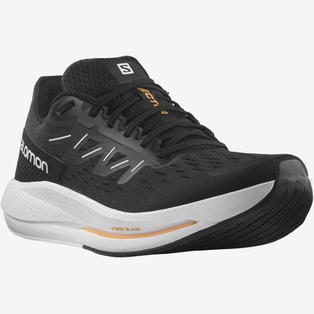 Men's Salomon SPECTUR Running Shoes Black/White/Orange | EPNY-16485