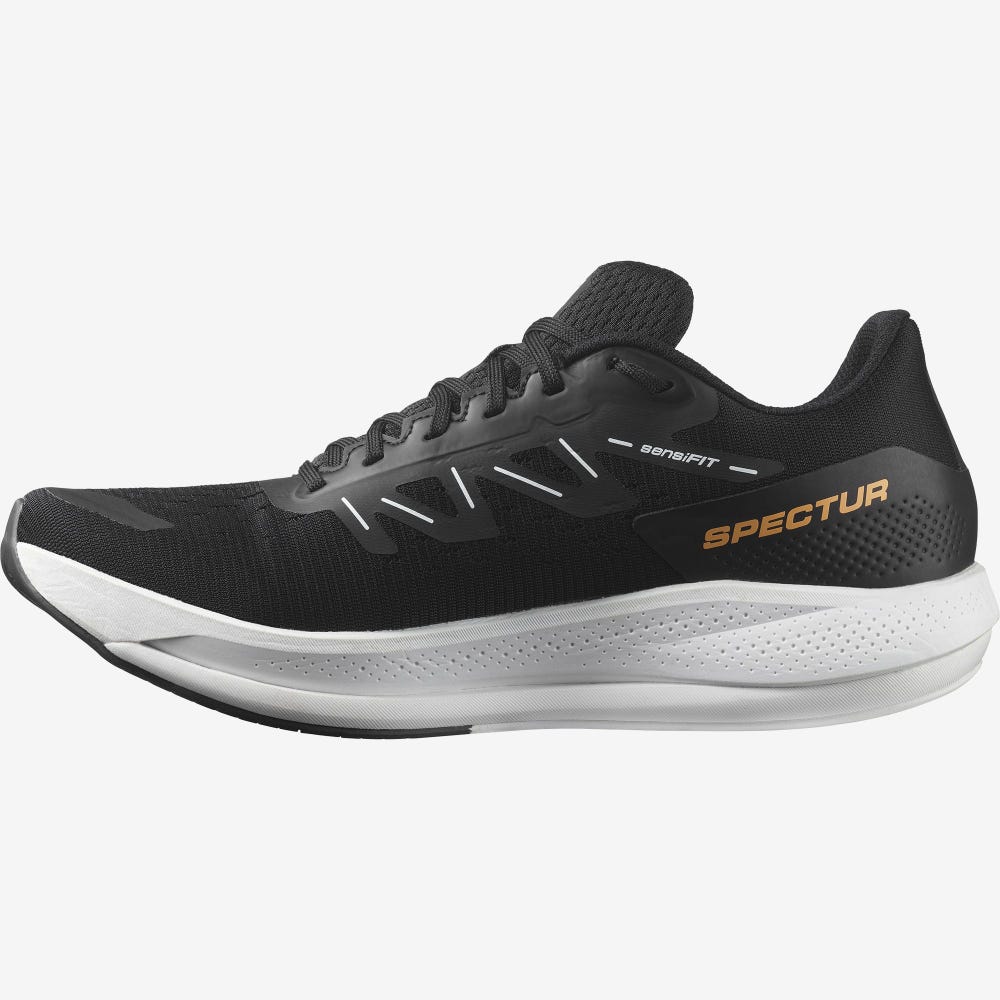 Men's Salomon SPECTUR Running Shoes Black/White/Orange | EPNY-16485