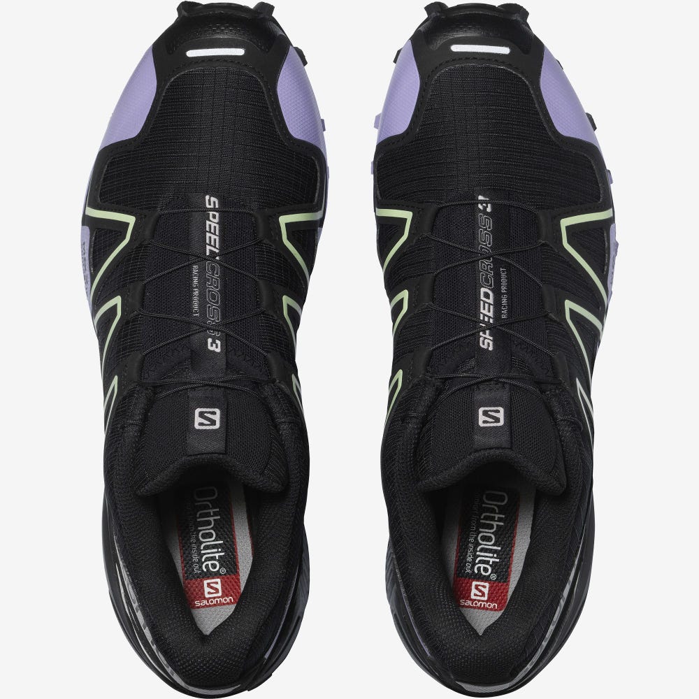 Men's Salomon SPEEDCROSS 3 Sneakers Black/Lavender/Green | NJTF-79631