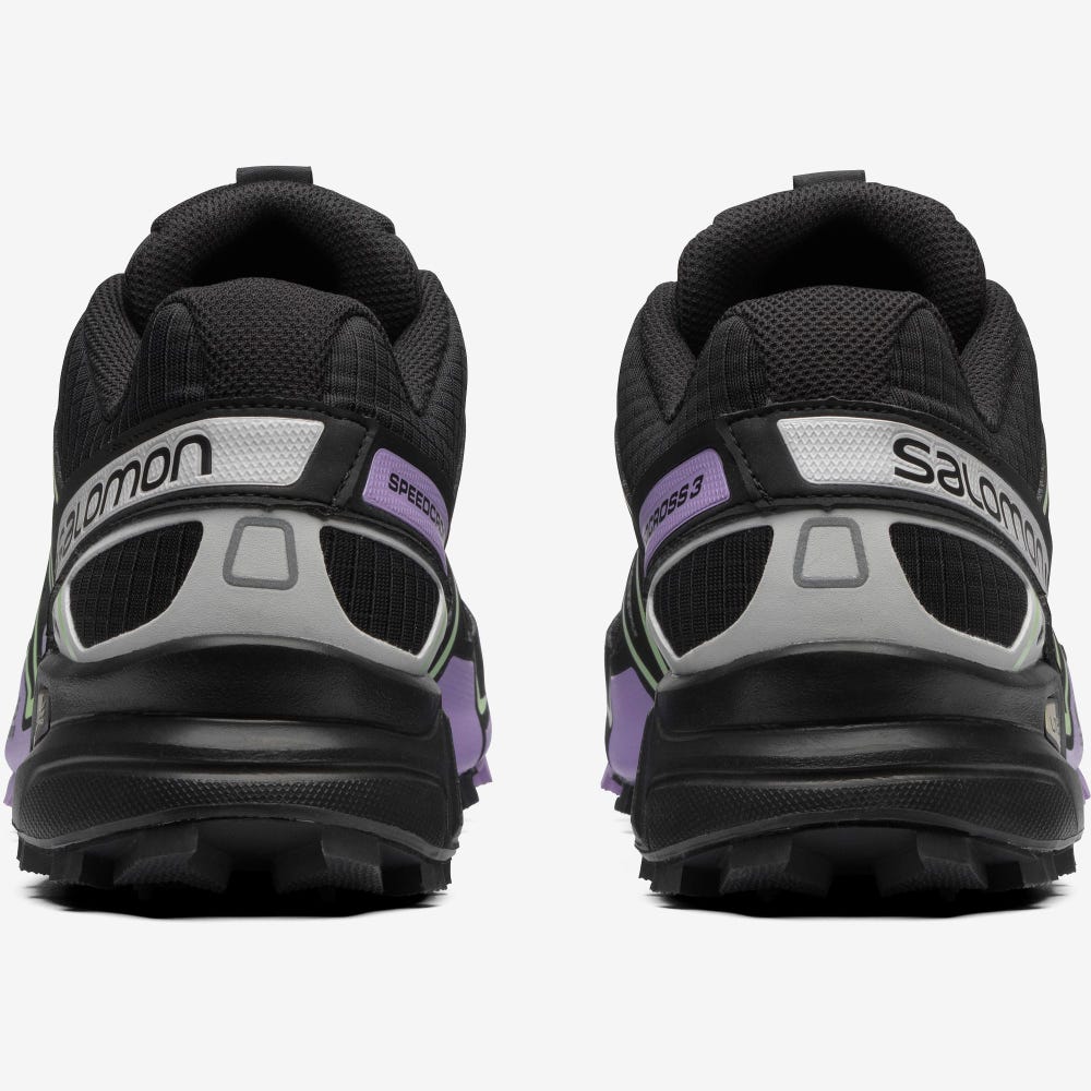 Men's Salomon SPEEDCROSS 3 Sneakers Black/Lavender/Green | NJTF-79631