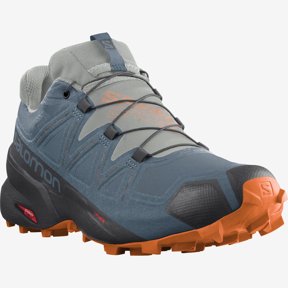 Men's Salomon SPEEDCROSS 5 GORE-TEX Trail Running Shoes Blue/Orange | ILZC-01837