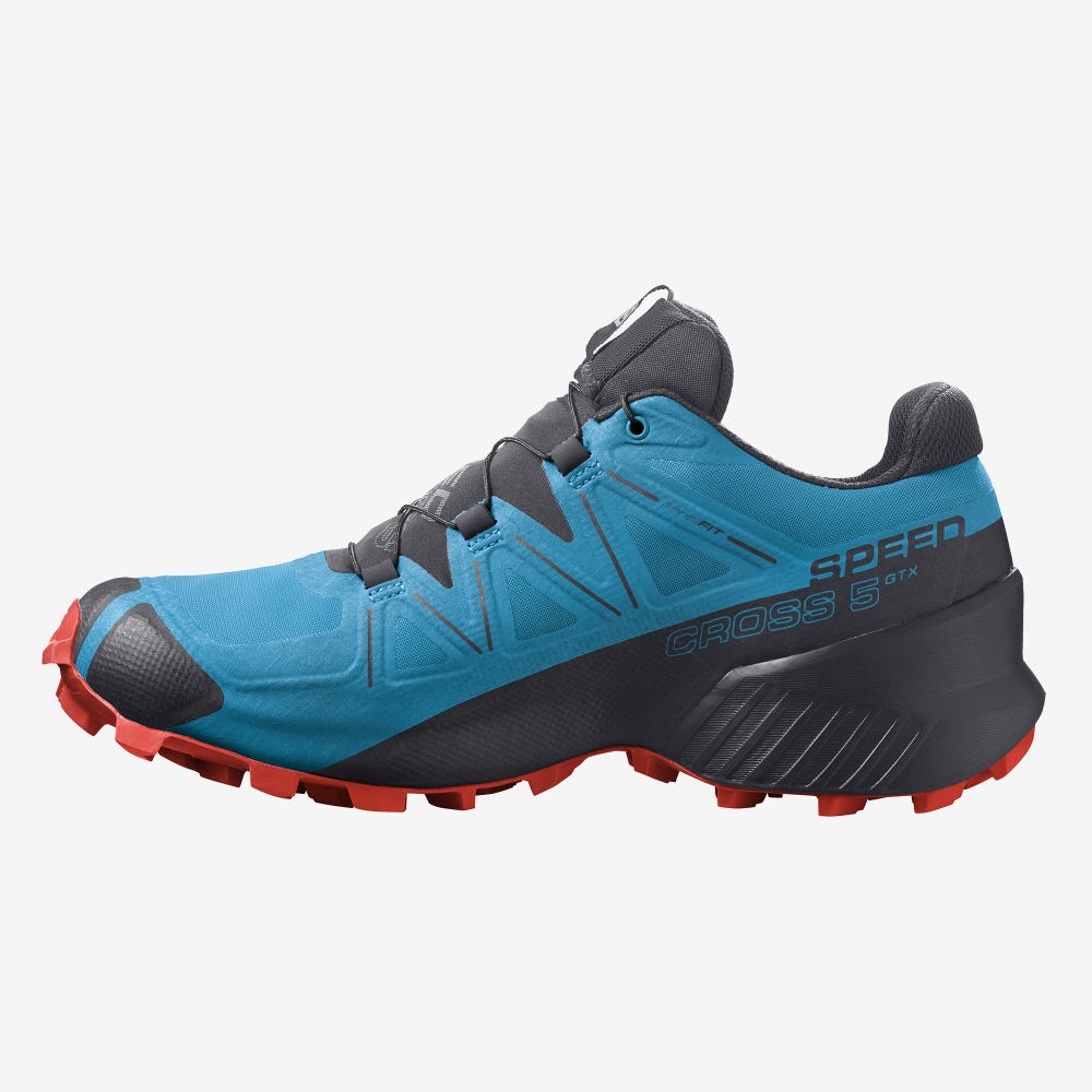 Men's Salomon SPEEDCROSS 5 GORE-TEX Trail Running Shoes Blue/Black | JAOH-64512