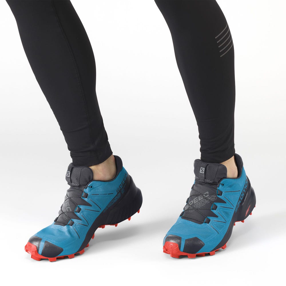 Men's Salomon SPEEDCROSS 5 GORE-TEX Trail Running Shoes Blue/Black | JAOH-64512