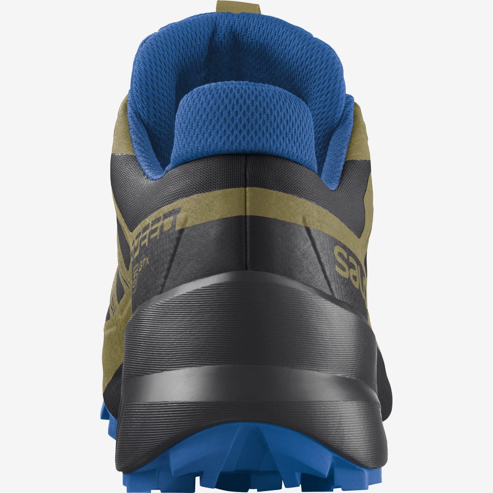 Men's Salomon SPEEDCROSS 5 GORE-TEX Trail Running Shoes Black/Green | NWUM-95418