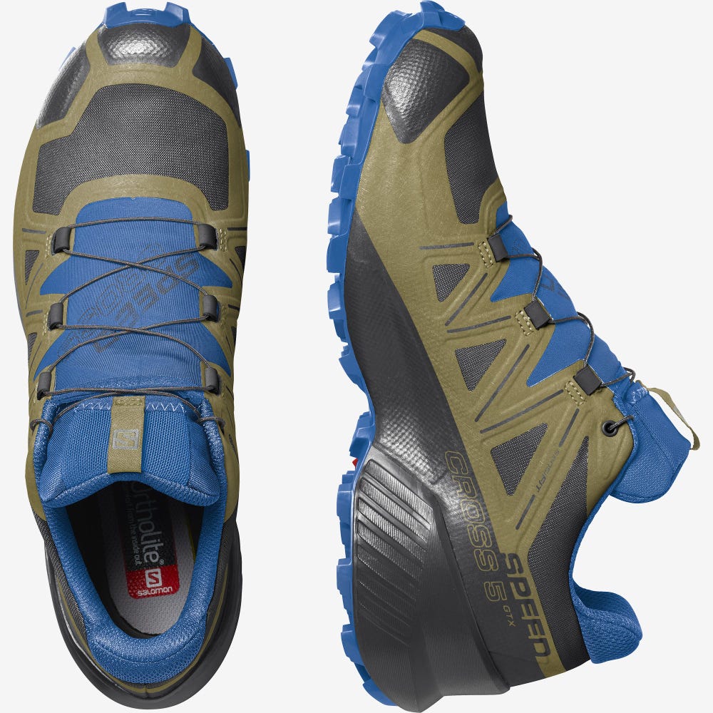 Men's Salomon SPEEDCROSS 5 GORE-TEX Trail Running Shoes Black/Green | NWUM-95418