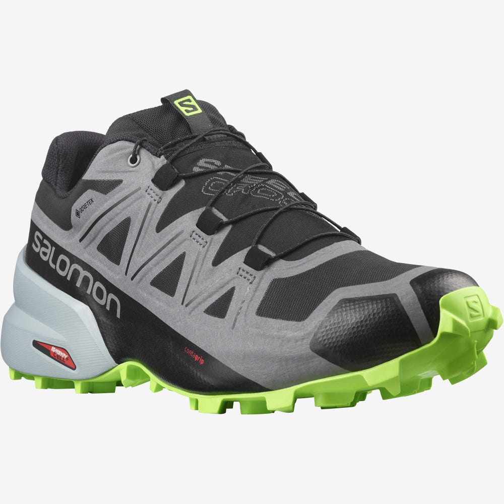 Men's Salomon SPEEDCROSS 5 GORE-TEX Trail Running Shoes Black/Green | RVBX-86534